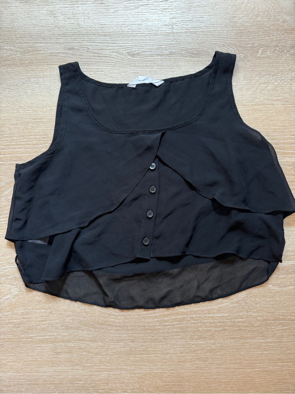 BCBGeneration Black Flowy Sheer Cropped Tank Top Women’s Size Small